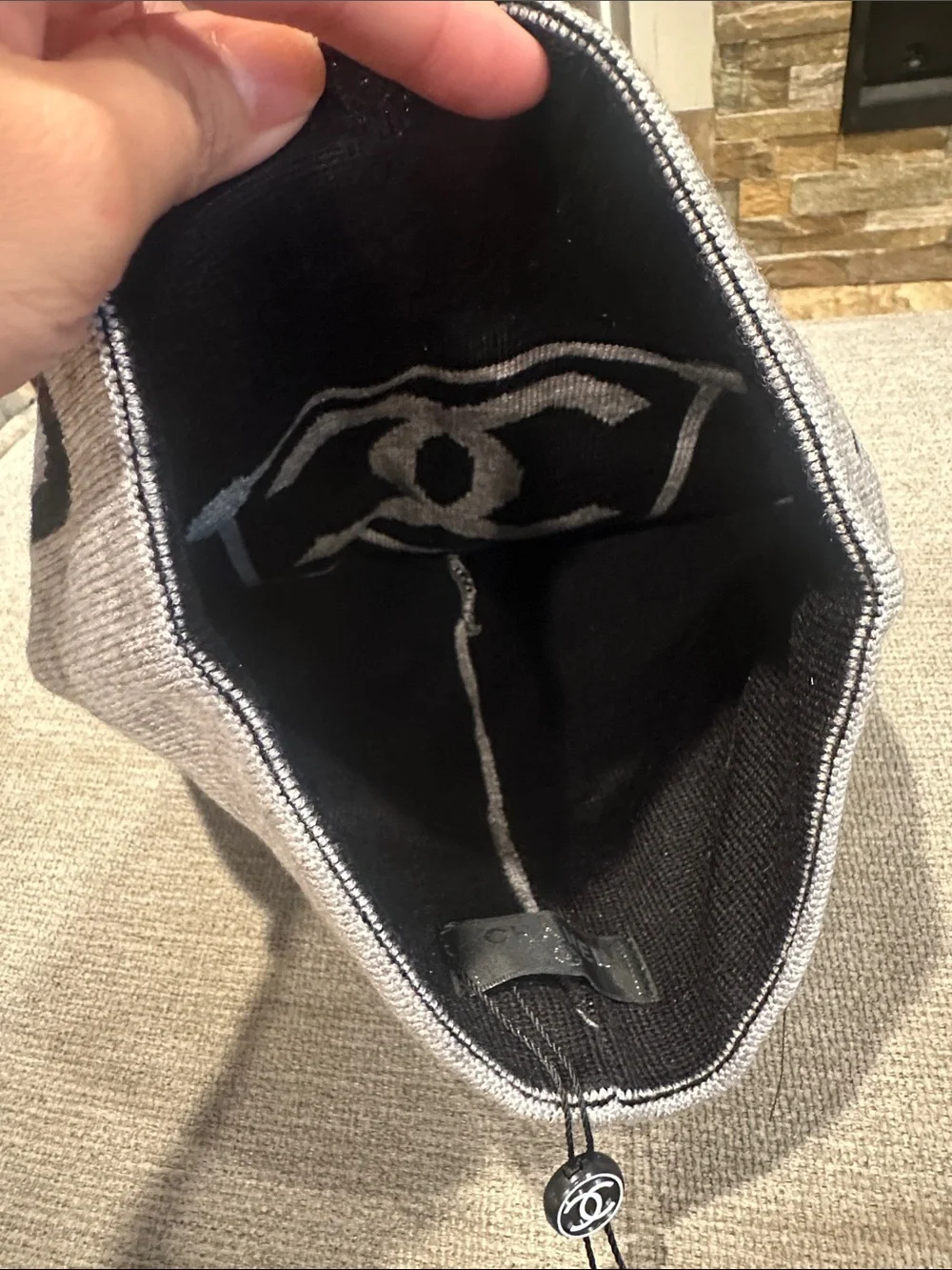 Gray Beanie with Black Logo